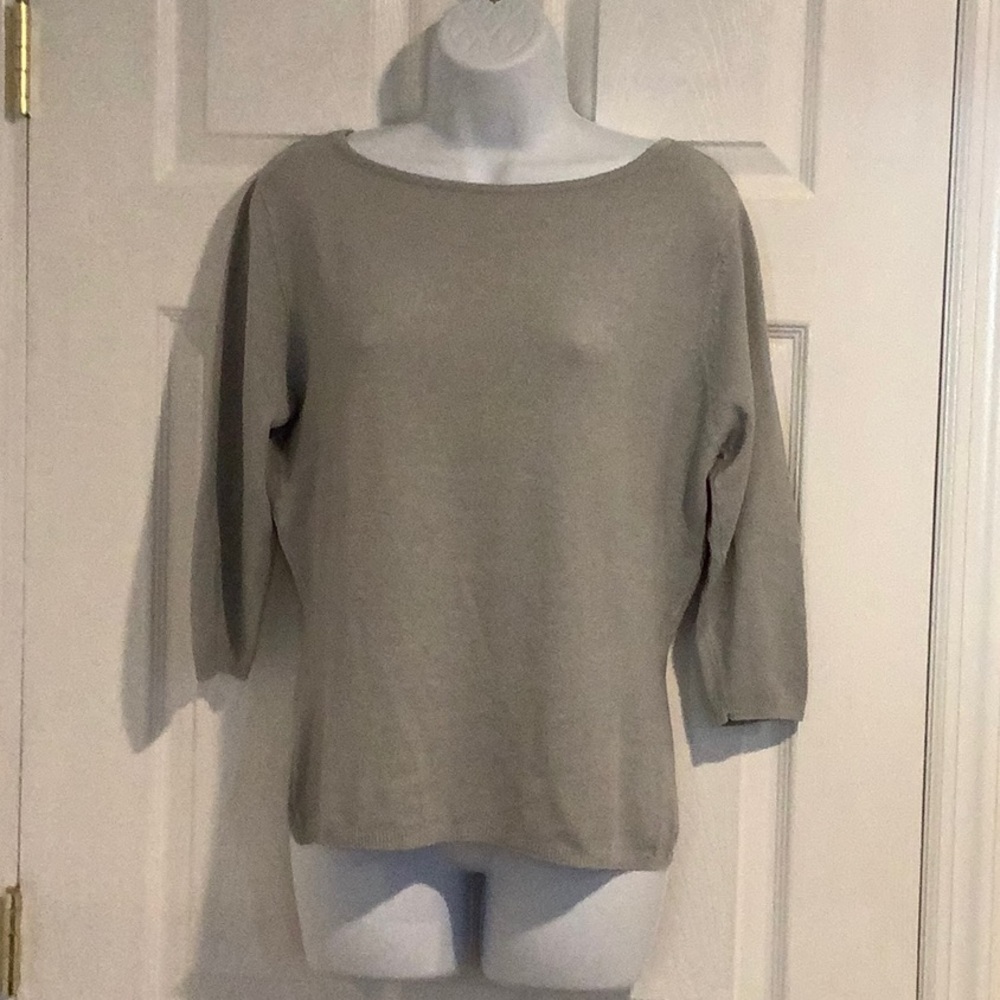 REFERENCE POINT PETITES Gray Boatneck Casual Capsule Minimalist Sweater PM